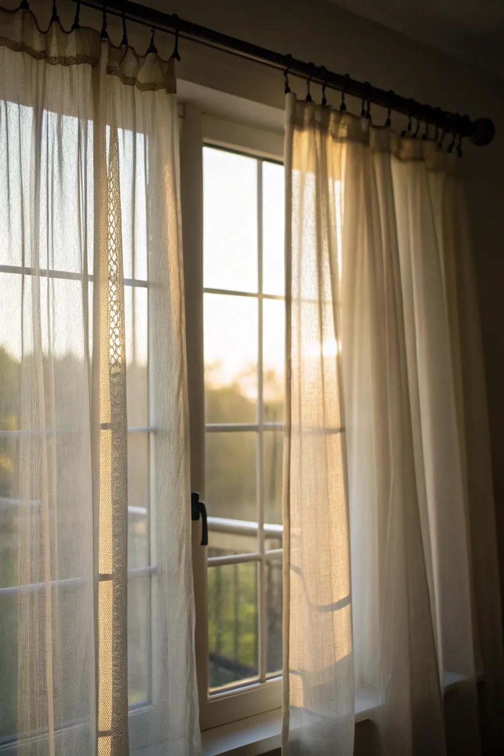 Sheer and opaque fabrics elegantly balance light and seclusion.
