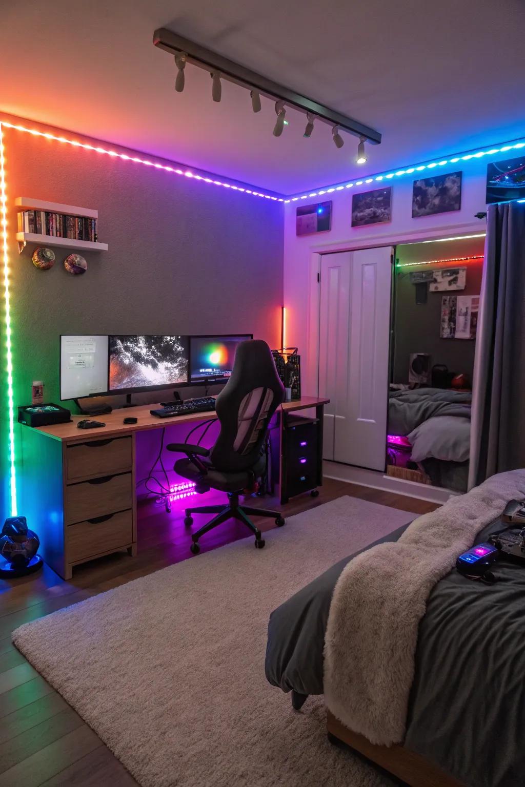 Light-Emitting Diode bands contribute a wondrous sheen to any gaming den.