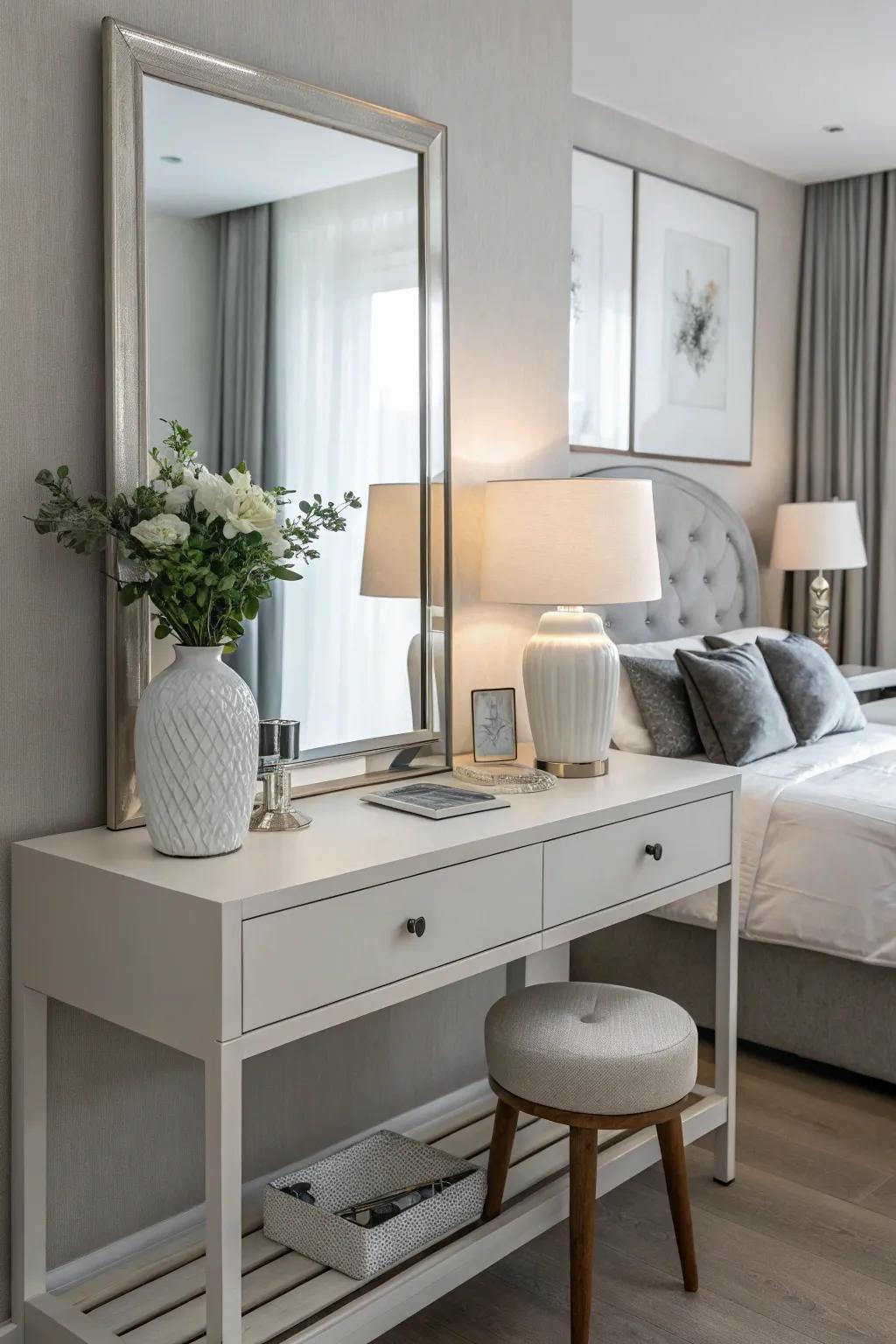 Embrace minimalist elegance to create a peaceful dressing area.