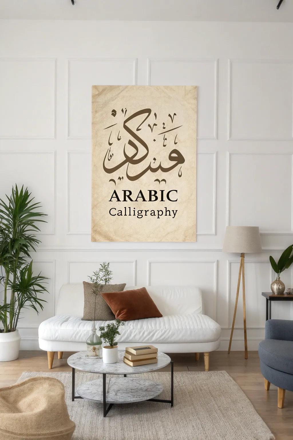 Arabic script art introduces an understated yet profound essence to any backdrop.