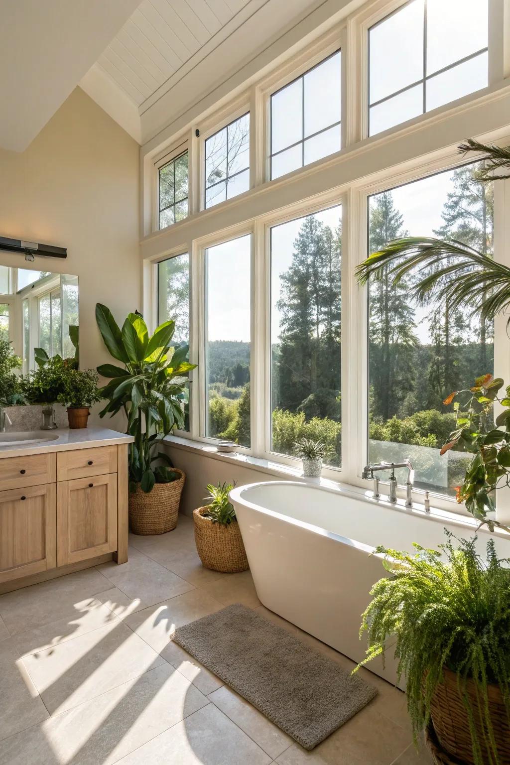 Natural light bathing an ensuite bathroom, creating an inviting and airy atmosphere.
