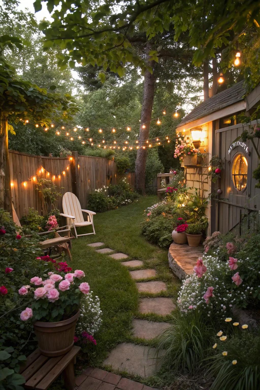 Establish the scene for your fairy party with a whimsical garden atmosphere.