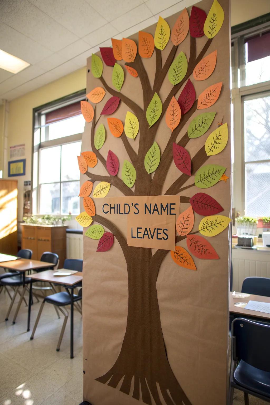 A Verdant Learning Arbor where each frond signifies a child's name.