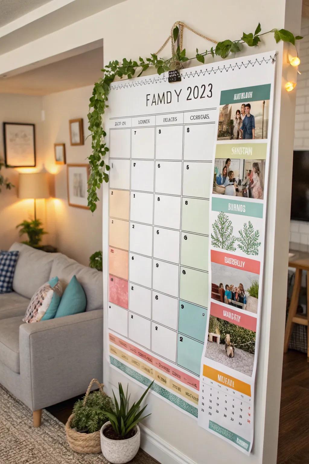 A color-coordinated calendar ensures the family remains synchronized.
