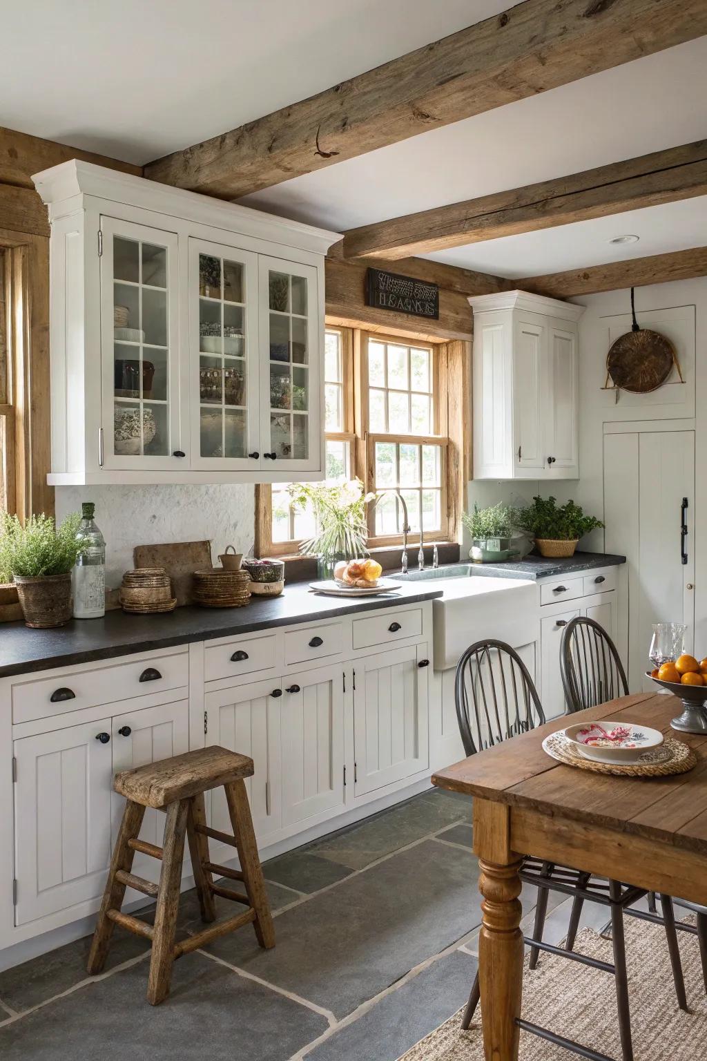 White chalk paint bestows a revitalizing, airy ambiance to every kitchen setting.