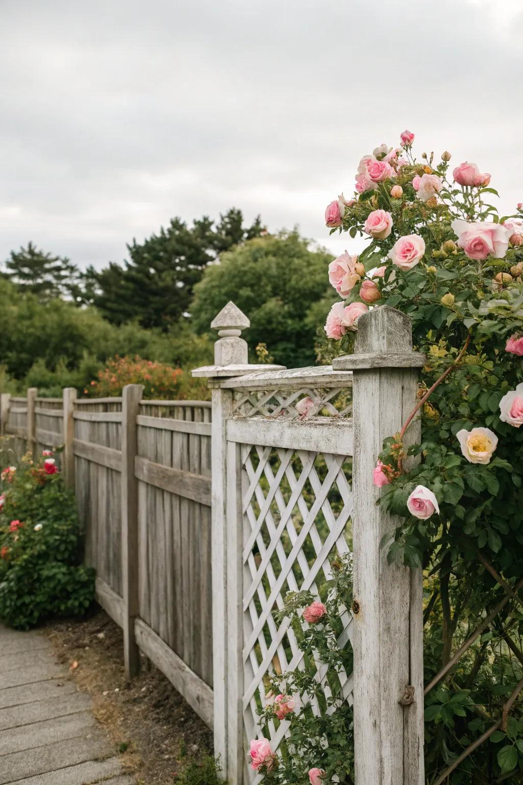 Lattice additions infuse grace and serve as an optimal vertical space for flora.
