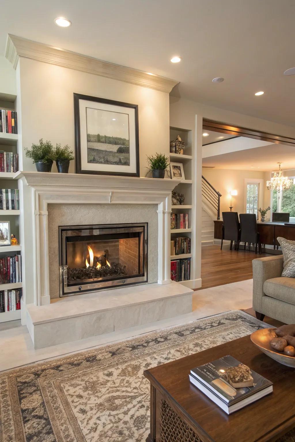 Metal outlines introduce an ultra-modern note to your fireplace.