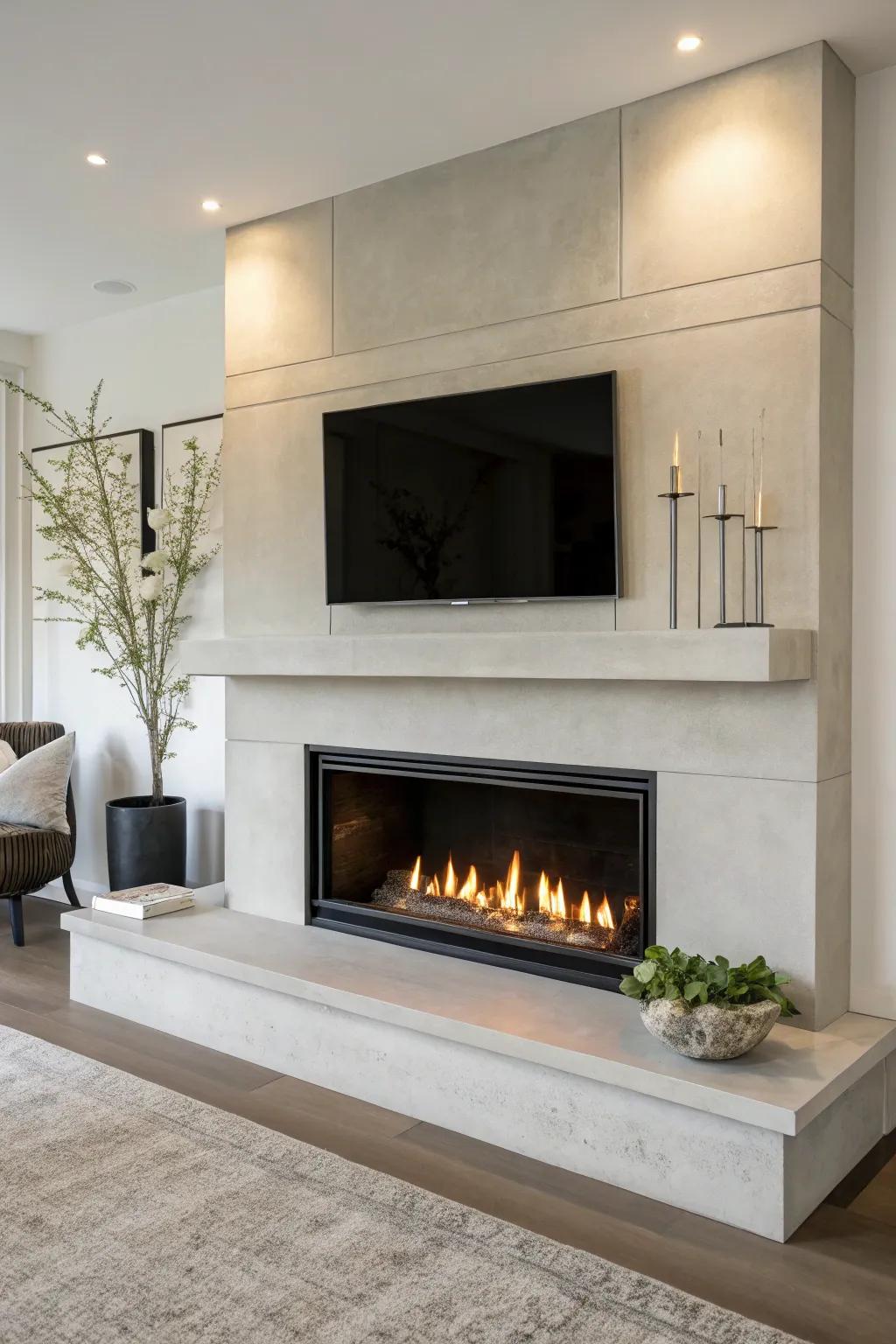 Achieve simplicity with a flat-wall fireplace design.