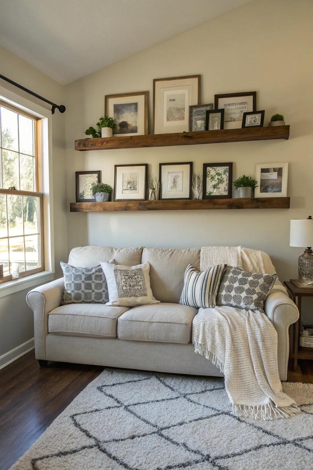 Symmetrical arrangements bring a calming effect to your couch area.