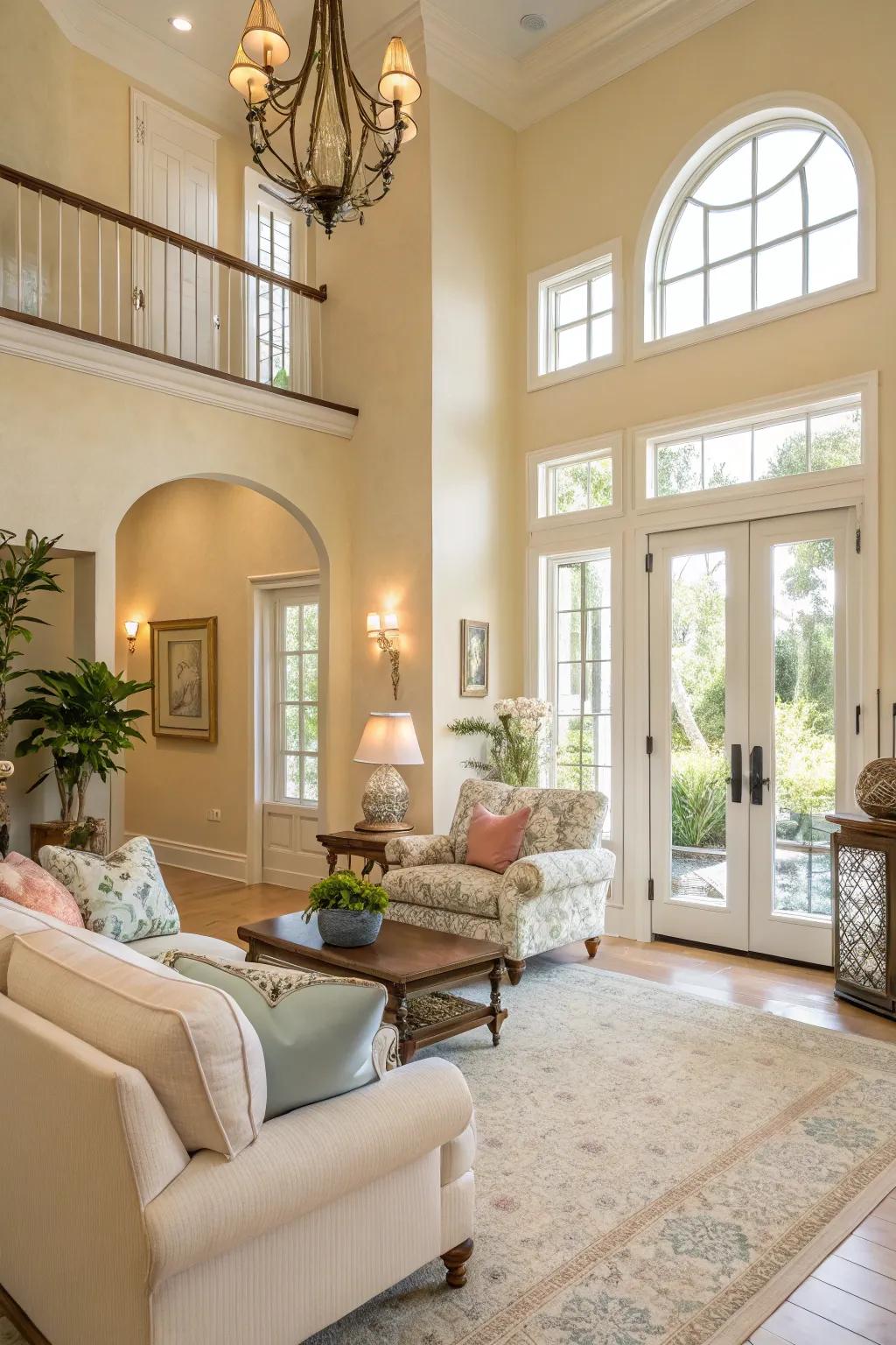Neutral shades establish a revitalizing and airy ambiance.