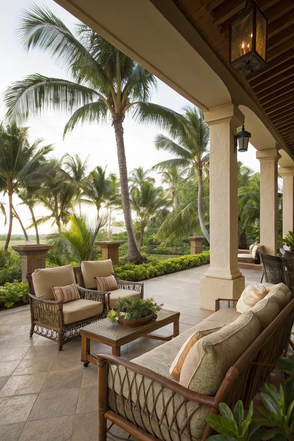 Establish a serene getaway with opulent seating nestled in tropical elegance.