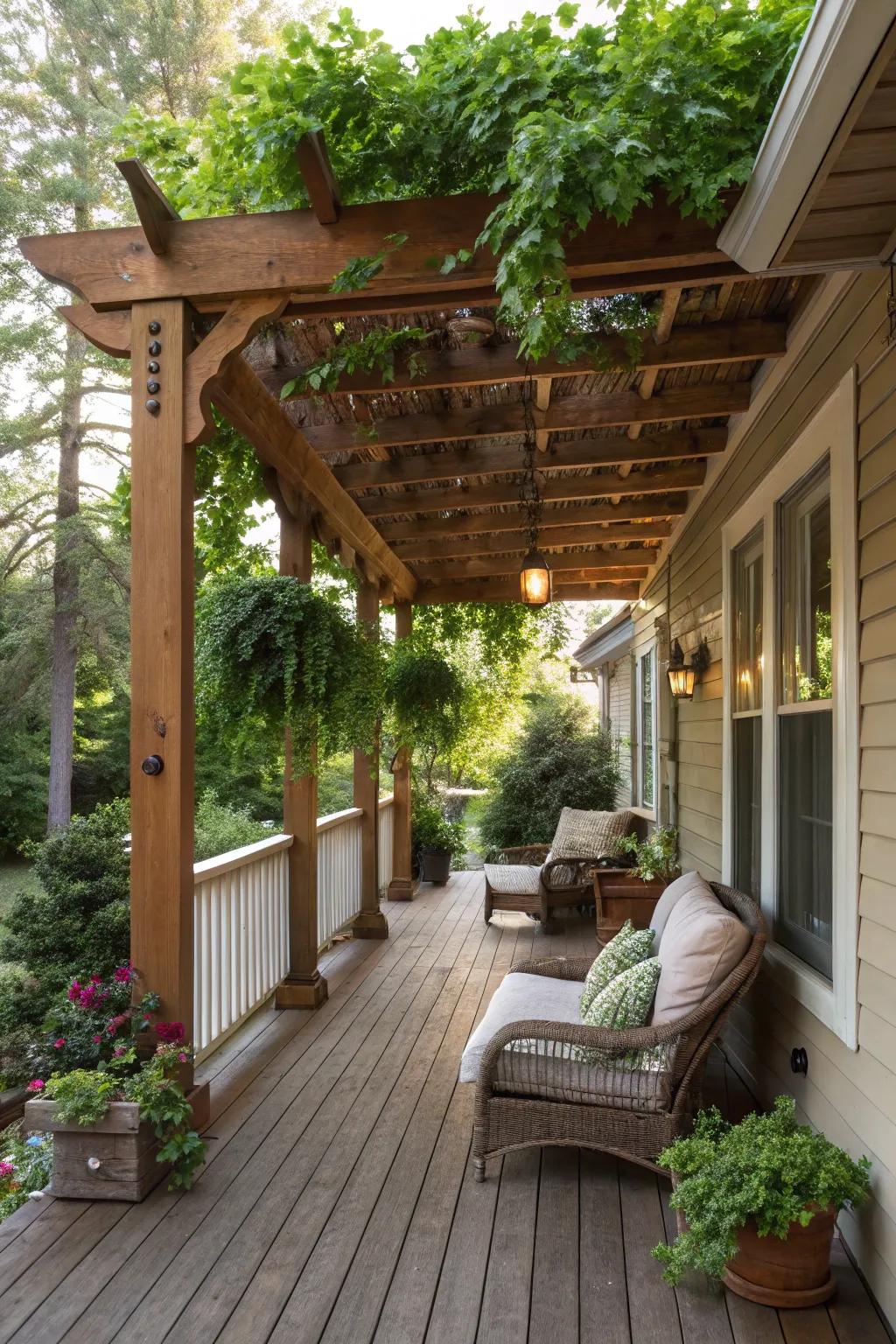 An elegant pergola offering inviting shade.