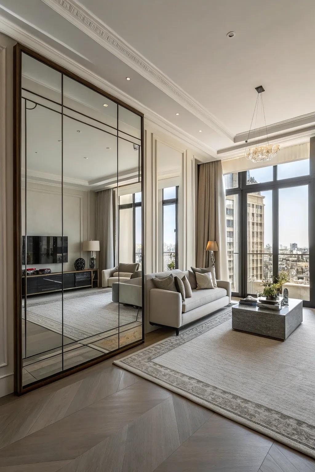 Floor-to-ceiling mirrors can significantly enhance the sense of spaciousness.