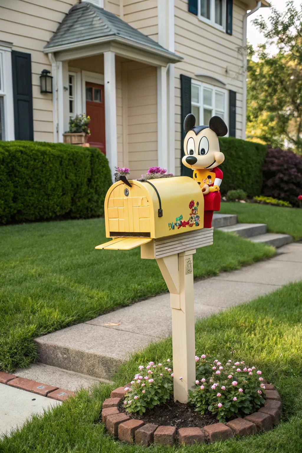A delightful mailbox crafted to resemble a beloved animated character.