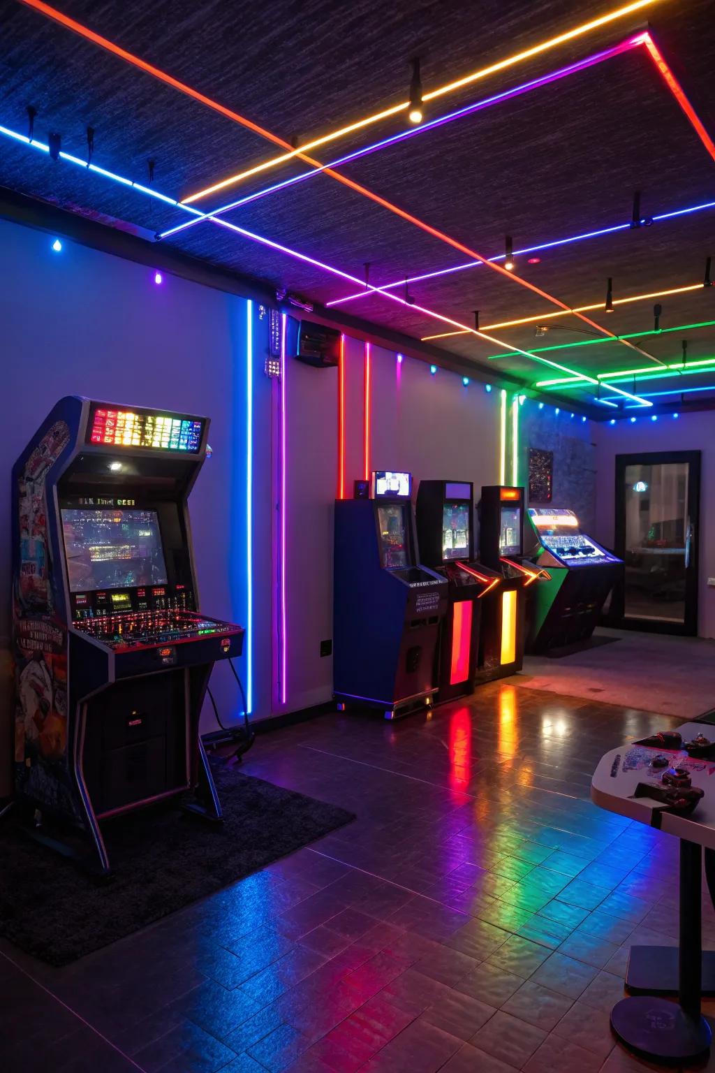 LED lights turn any space into a vibrant gaming retreat.