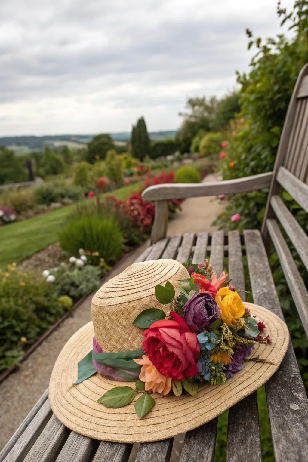 A floral reverie hat that brings the essence of the garden to your attire.