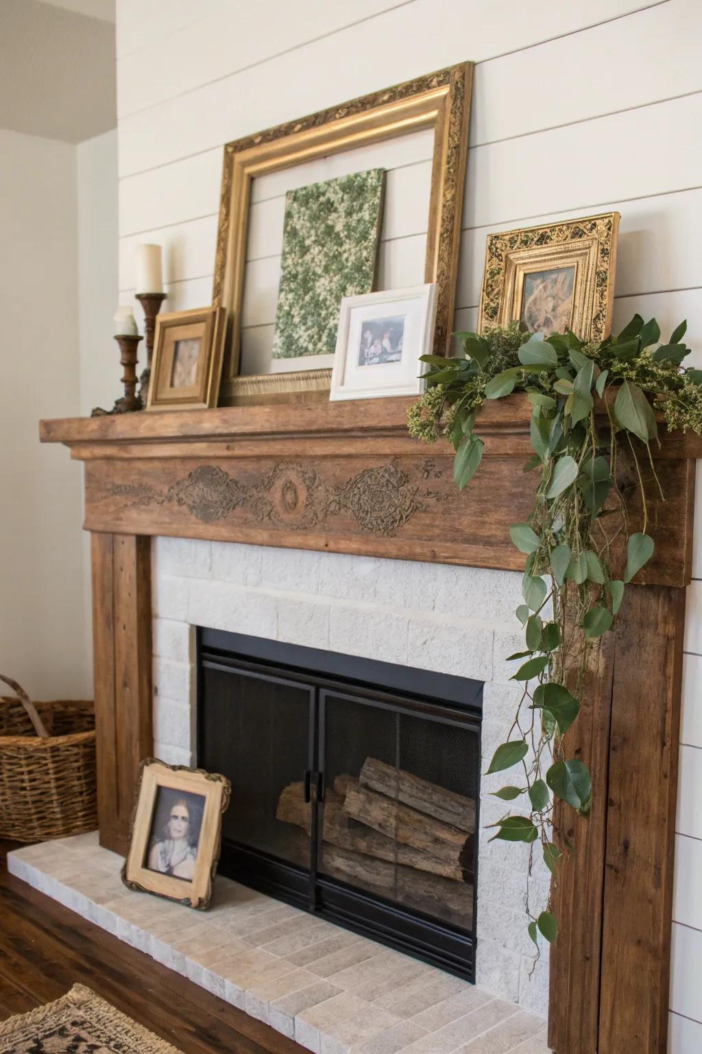 Natural wood with greenery for a country feel.