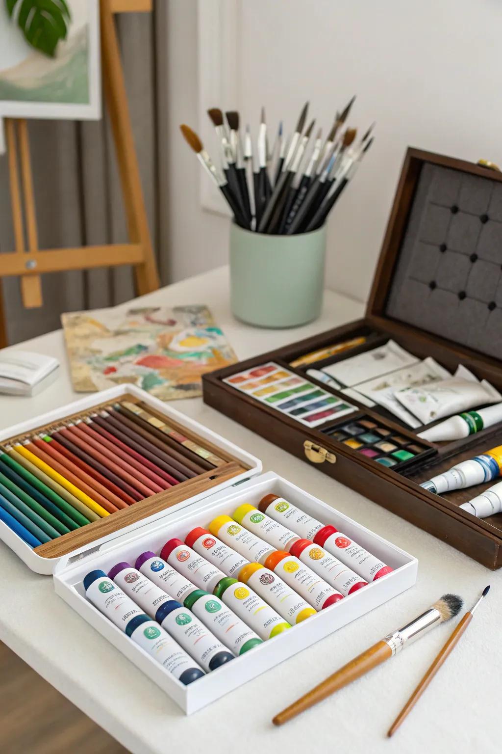 A curated assortment of top-tier art supplies poised to ignite creativity.