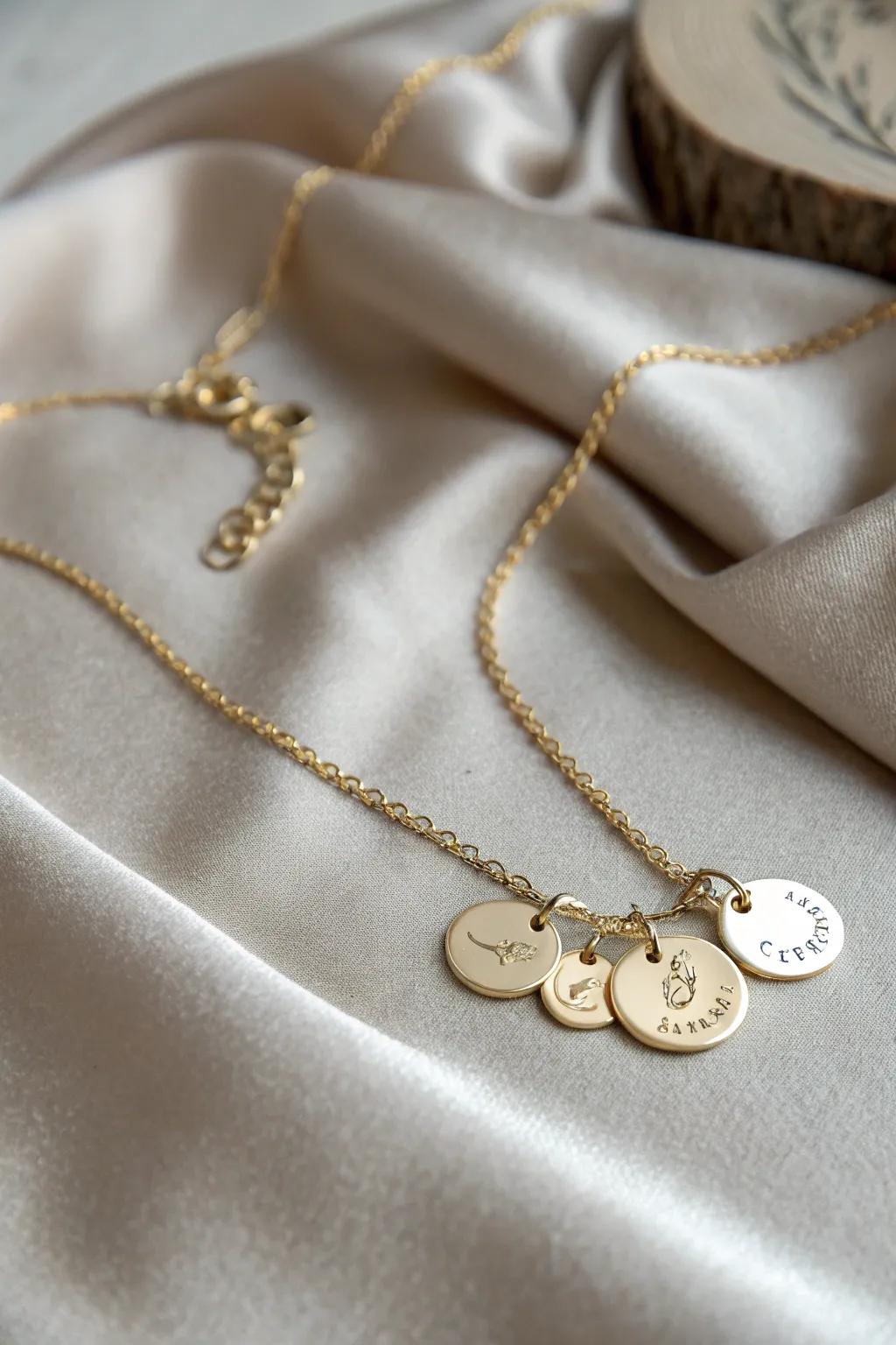 A lovely pendant showcasing customized name charms for each grandchild.