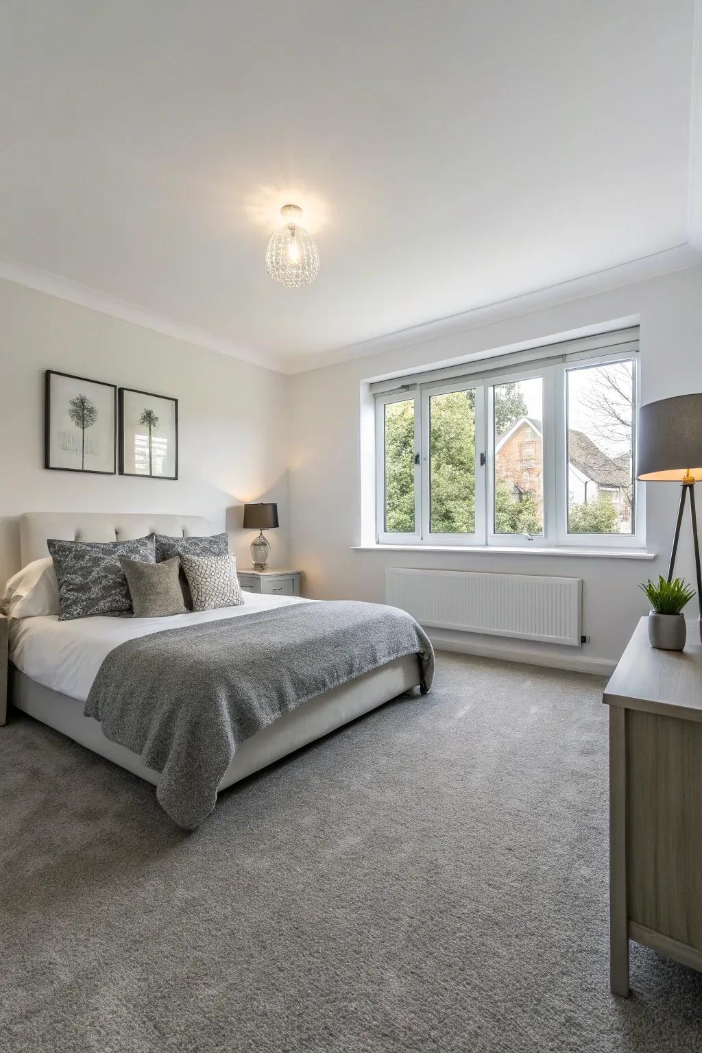 White walls and grey carpet: An eternal pairing.