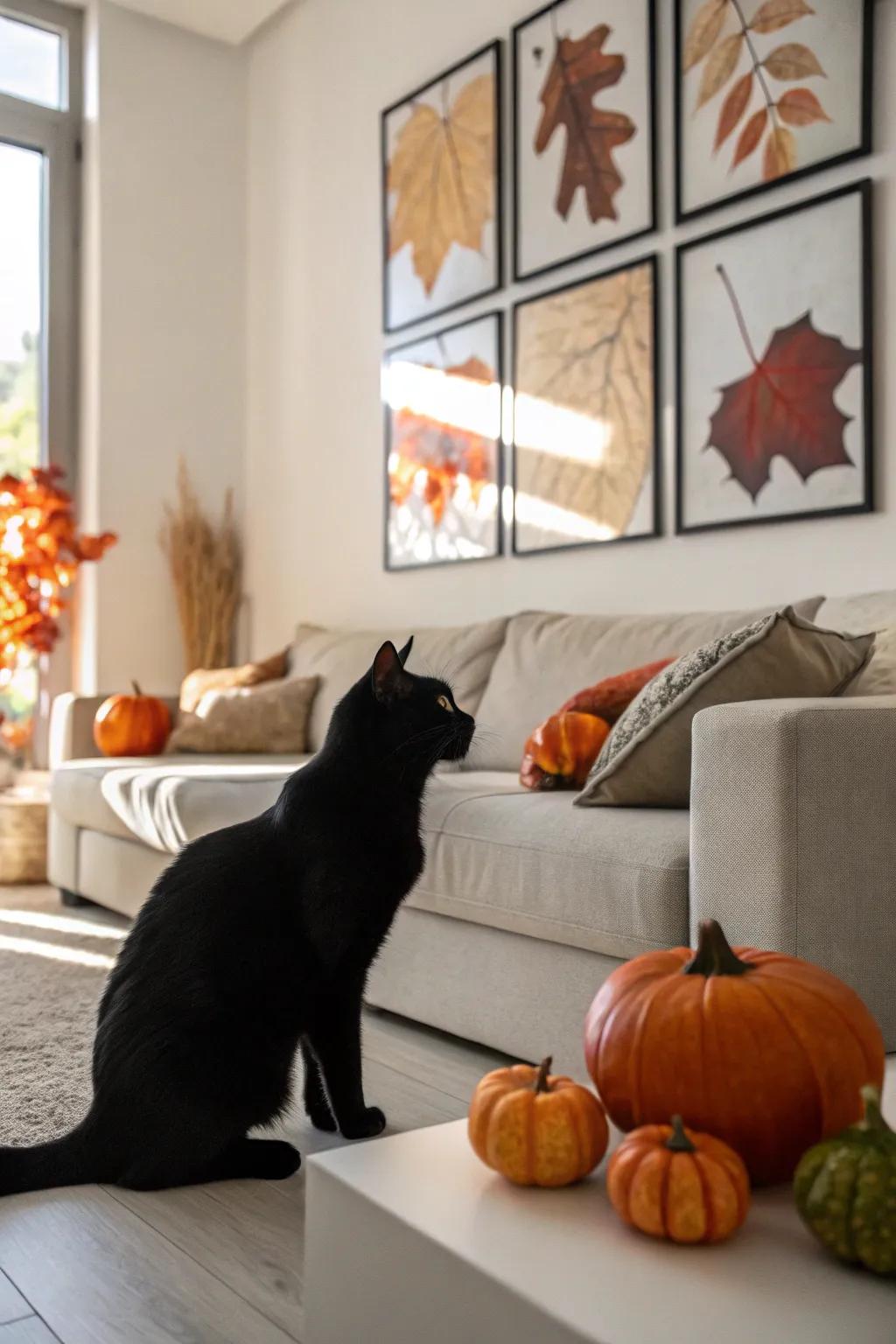 Framed dark feline forms infuse a sense of enigma into your decorations