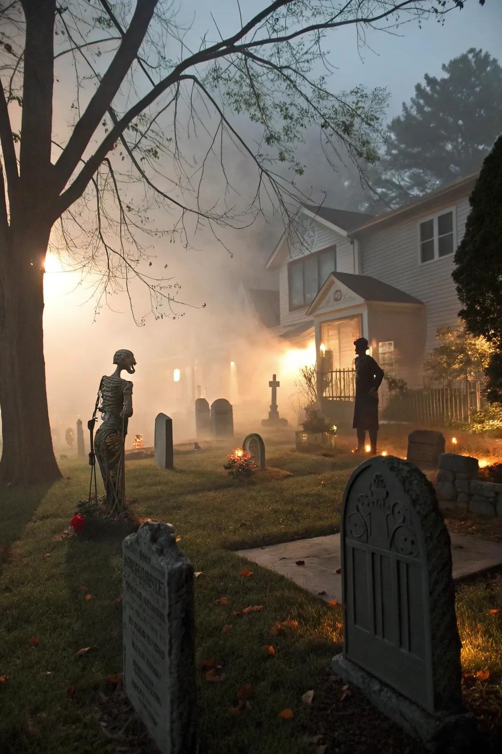 Morph your outdoor space into an eerie graveyard filled with tombstones and skeletons.