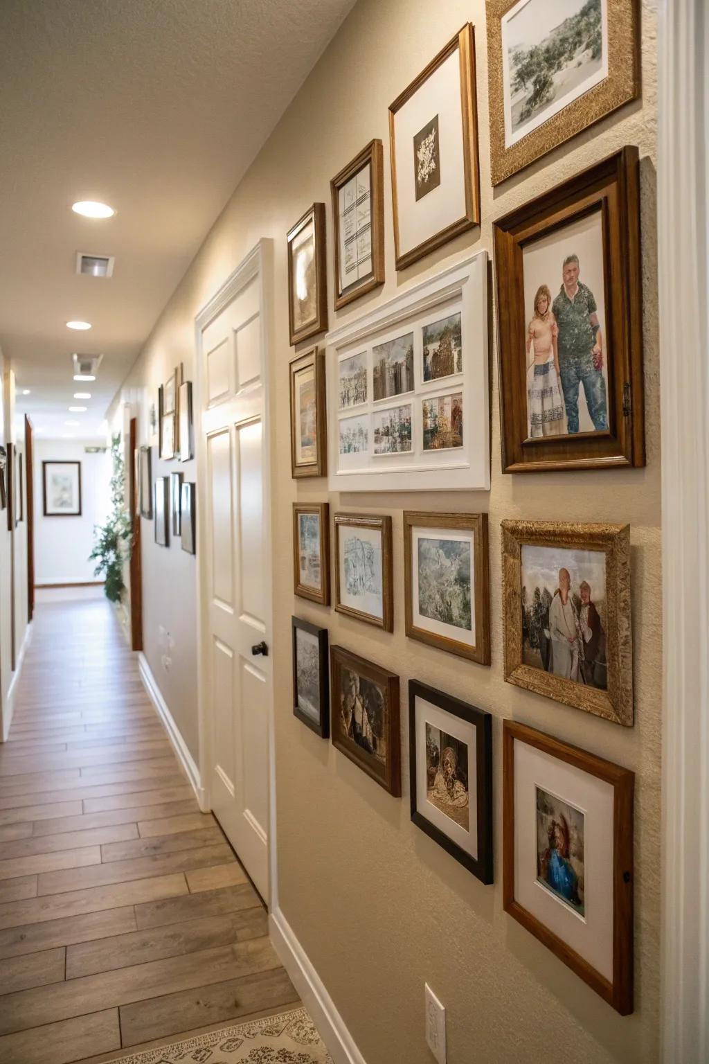 A visual exploration of your family's important events along the hallway.