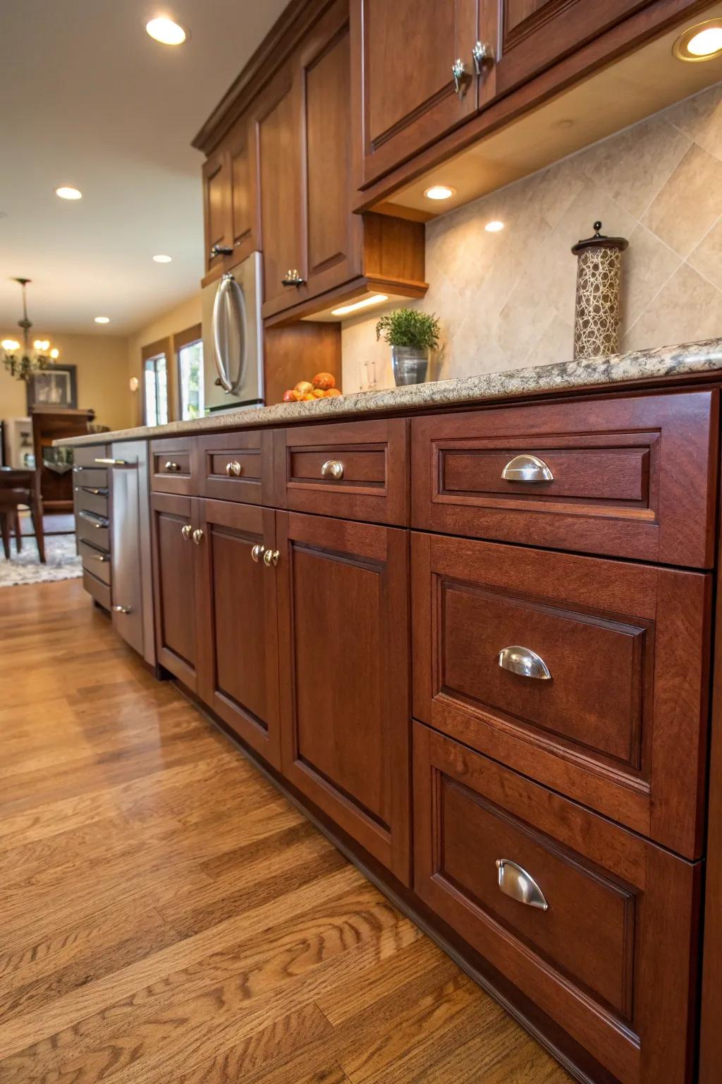 Refined nickel-plated knobs offer ageless beauty.