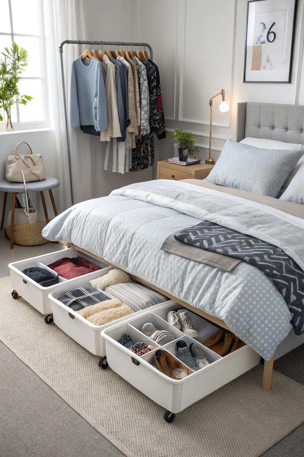Maximize your under-bed space with rolling storage bins