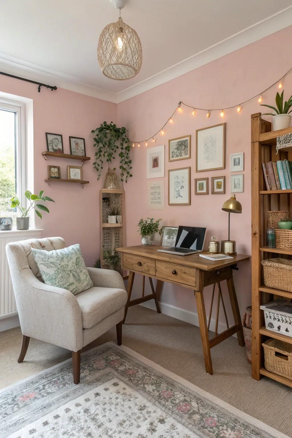 Welcome serenity with a home office palette inspired by pastel tones.