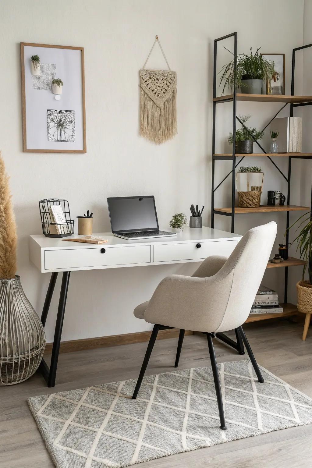 Minimalist furniture is the basis for a tidy and efficient workspace.