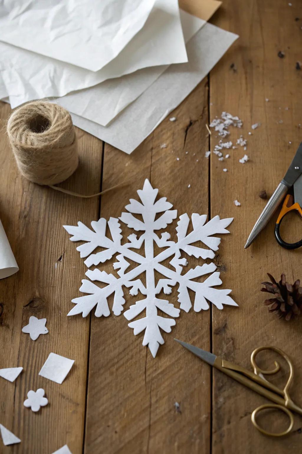 Achieve timeless beauty through a classic six-sided snowflake.