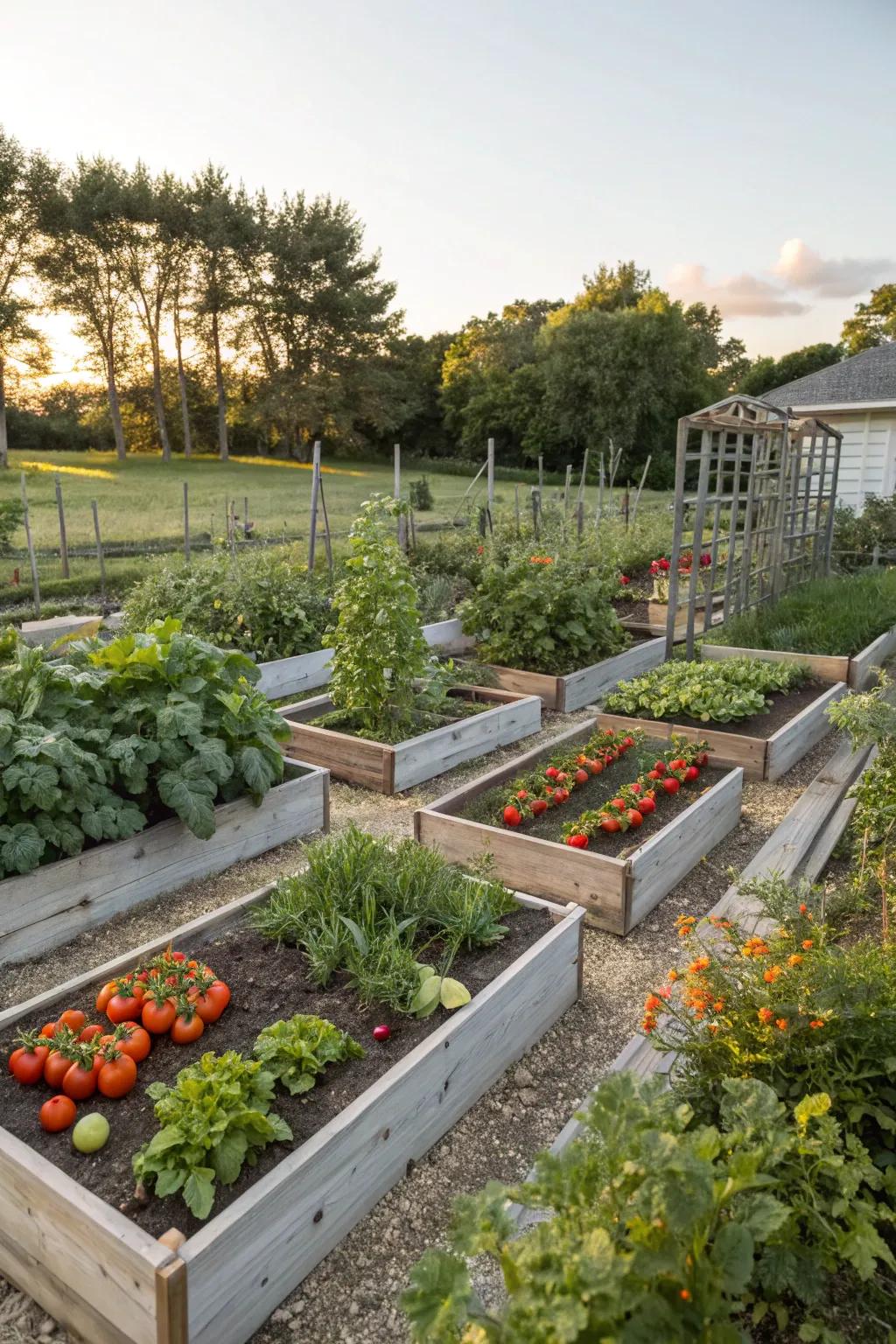 Elevated beds contribute structure and charm to your vegetable patch.