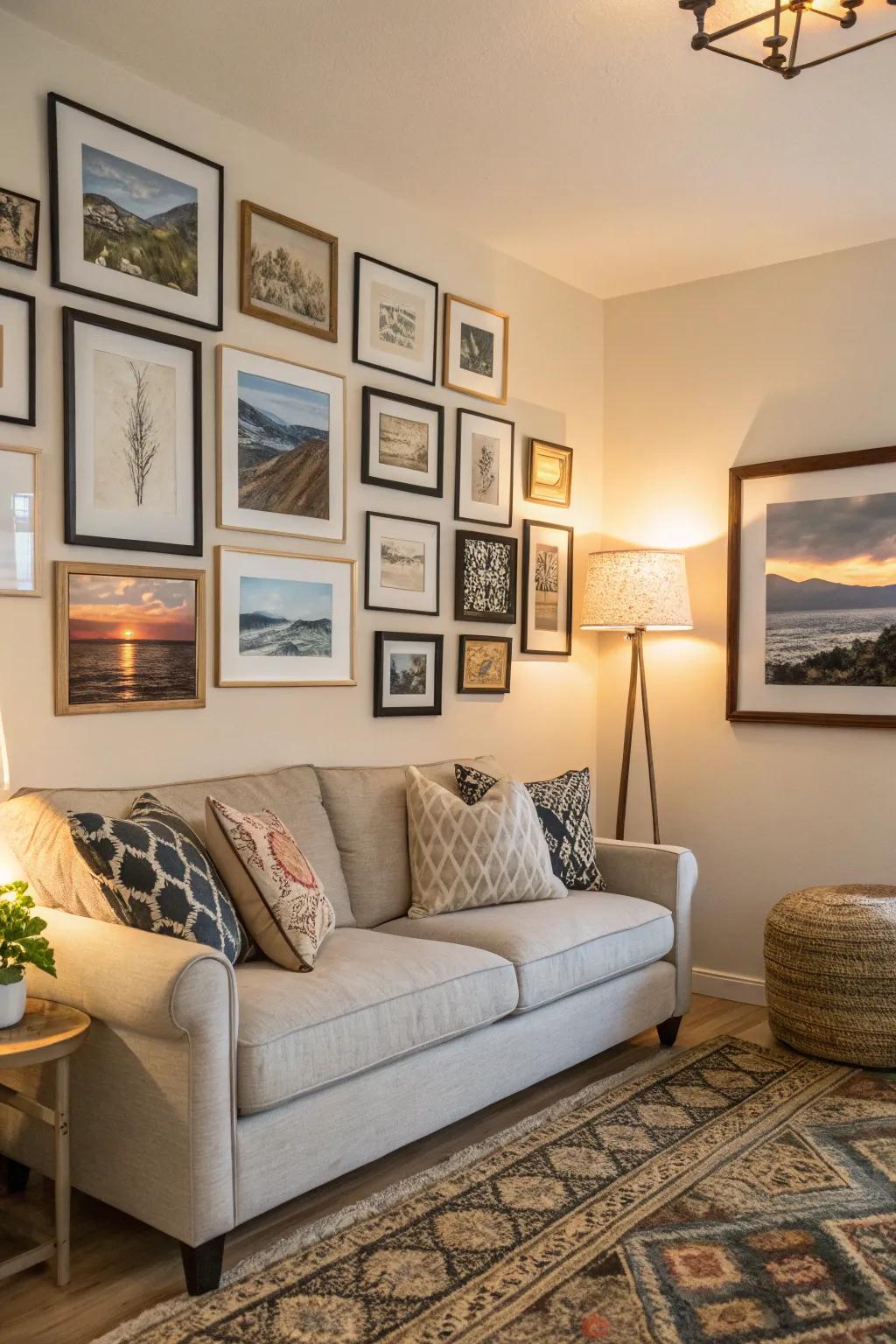 A gallery wall imparts warmth and individuality to your space.