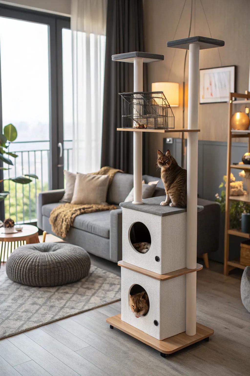 An adaptable cat fortress that expands to suit your pet's evolving demands.