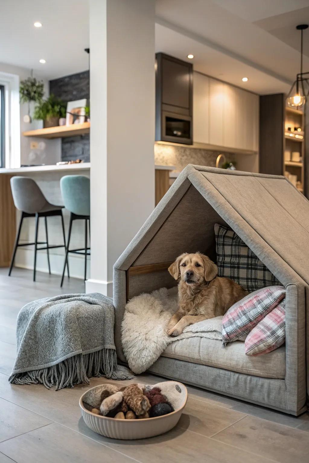 A luxurious alcove for your furry friend.