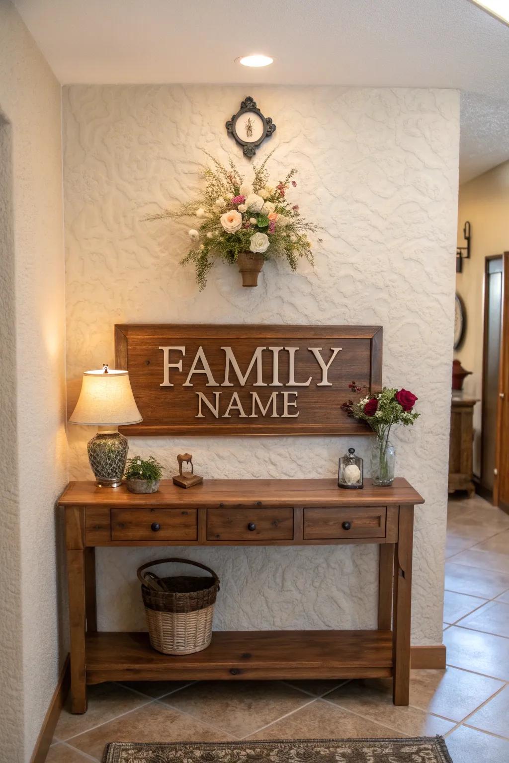Greet guests with a bespoke family name plaque.