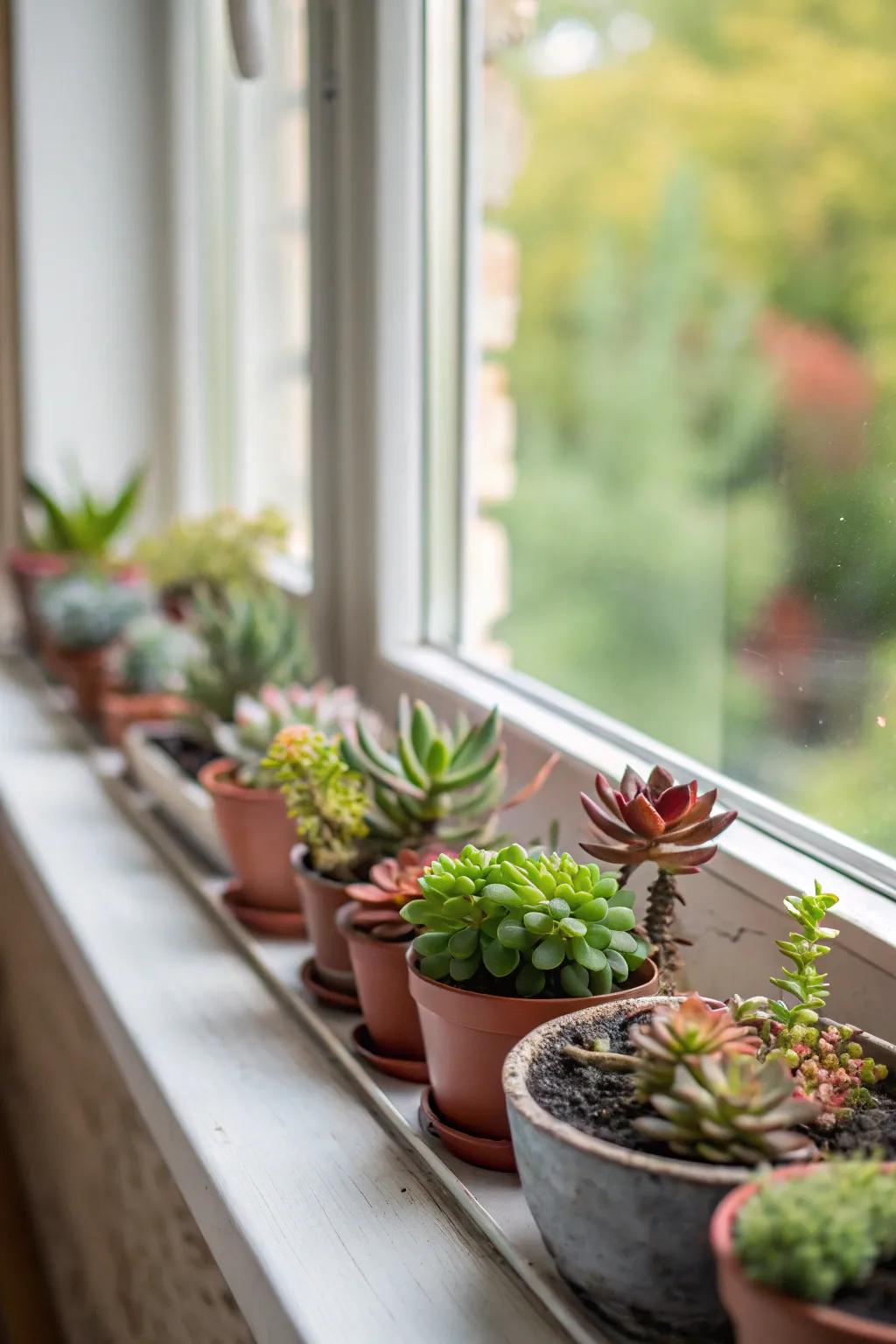 An abundant presentation of verdure converts any window sill into a revitalizing haven.