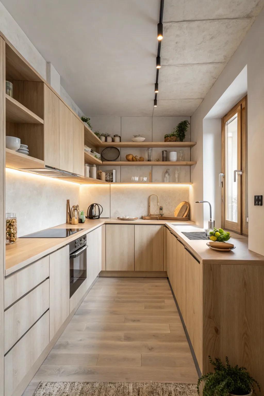 Minimalism accentuates the calmness within a Japandi kitchen.