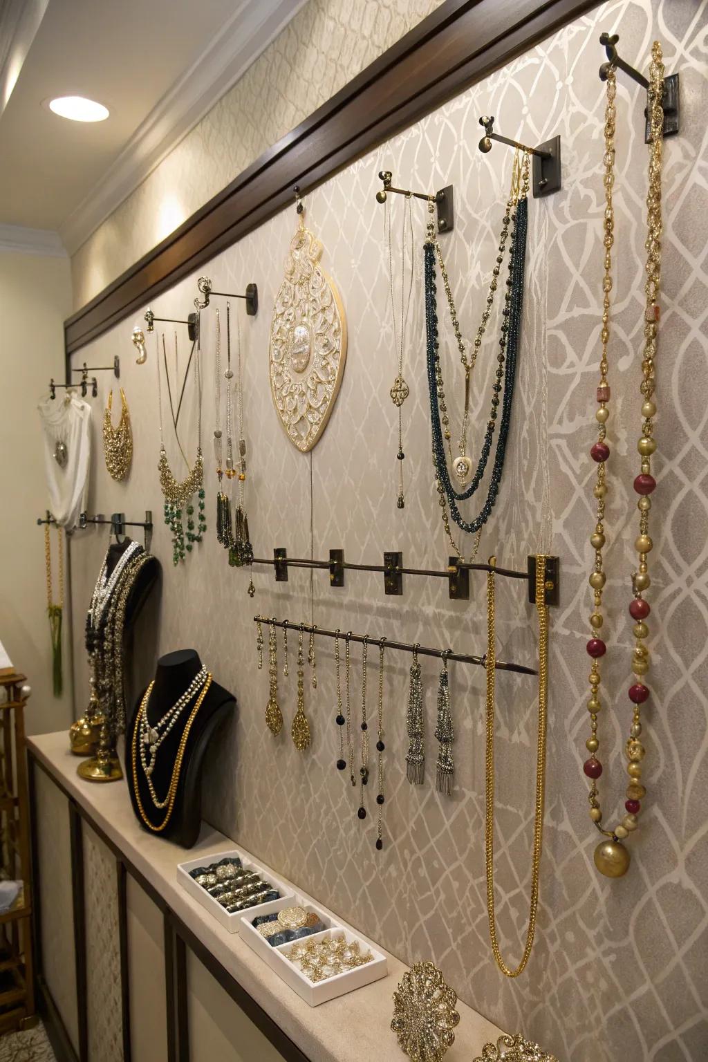 Enhance your boutique’s display area with stylish wall-mounted jewelry organizers.