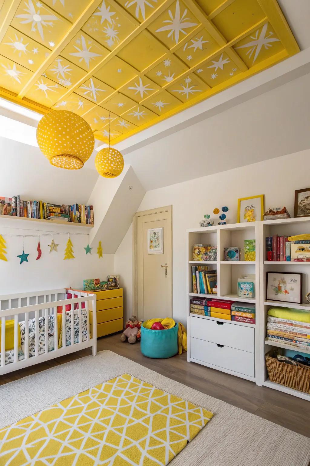 Radiant amber tones infuse warmth and cheer into this kid's room.