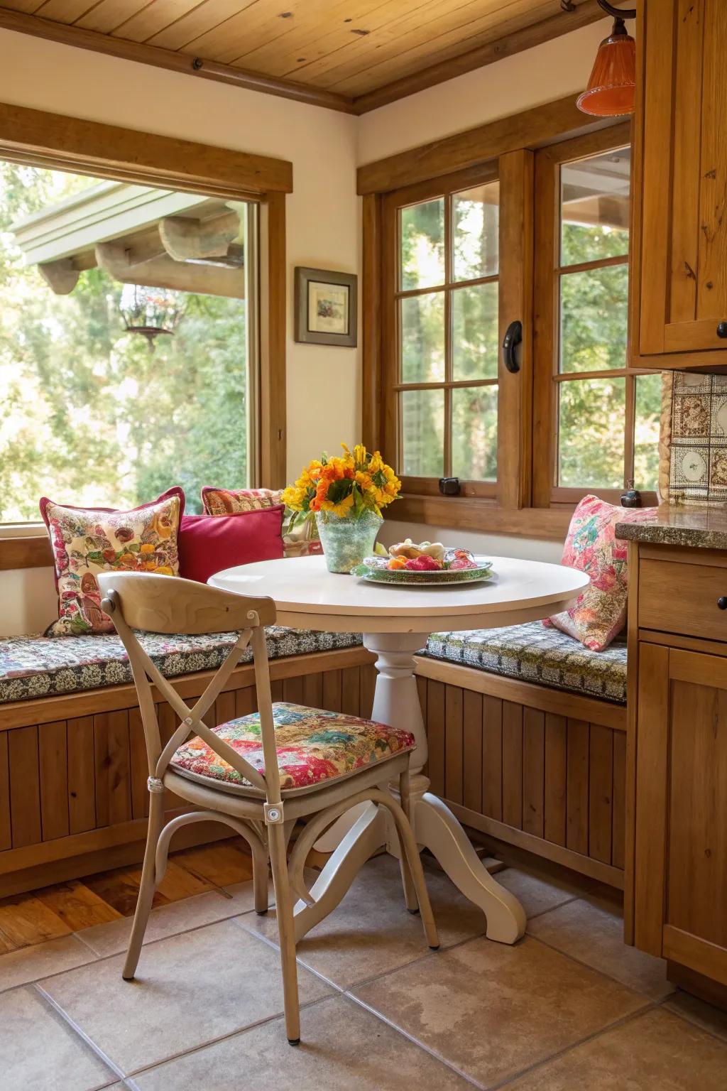 A snug breakfast alcove, ideal for leisurely meals and morning coffee.