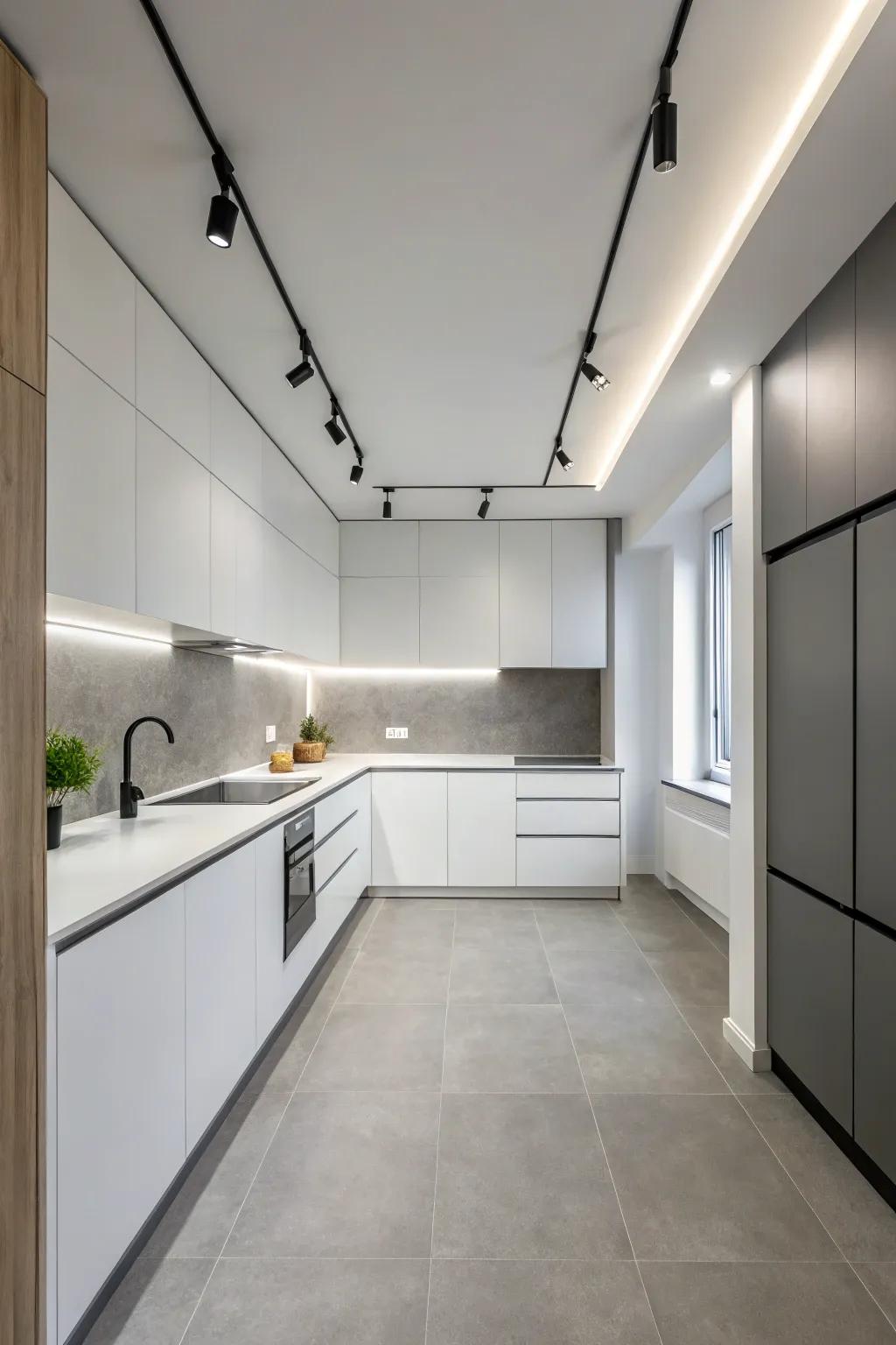 Capture a contemporary style with minimalist rail lighting.