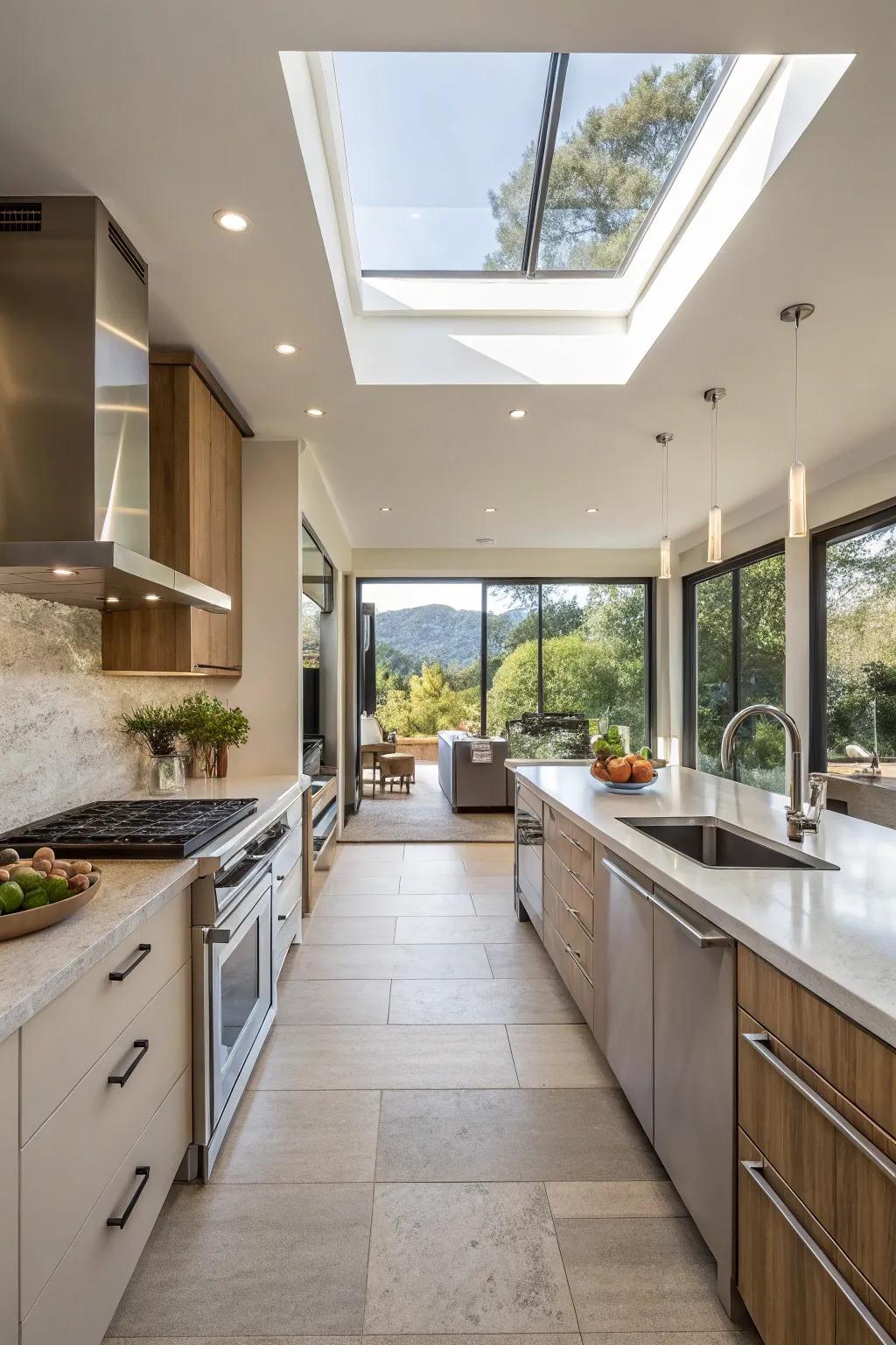 An open kitchen design merging seamlessly with the living area.