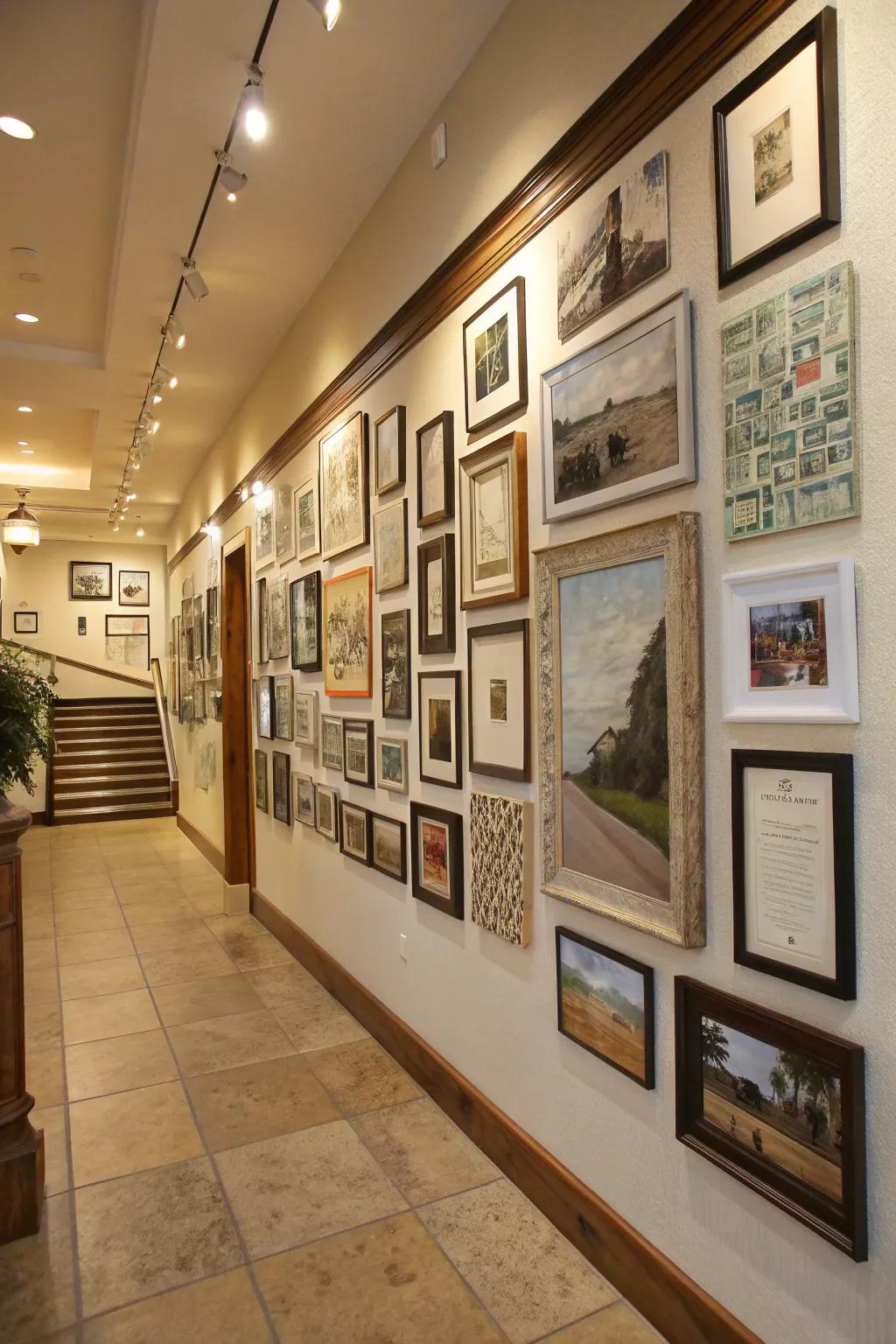 A curated gallery wall enriches any room with personality and allure.