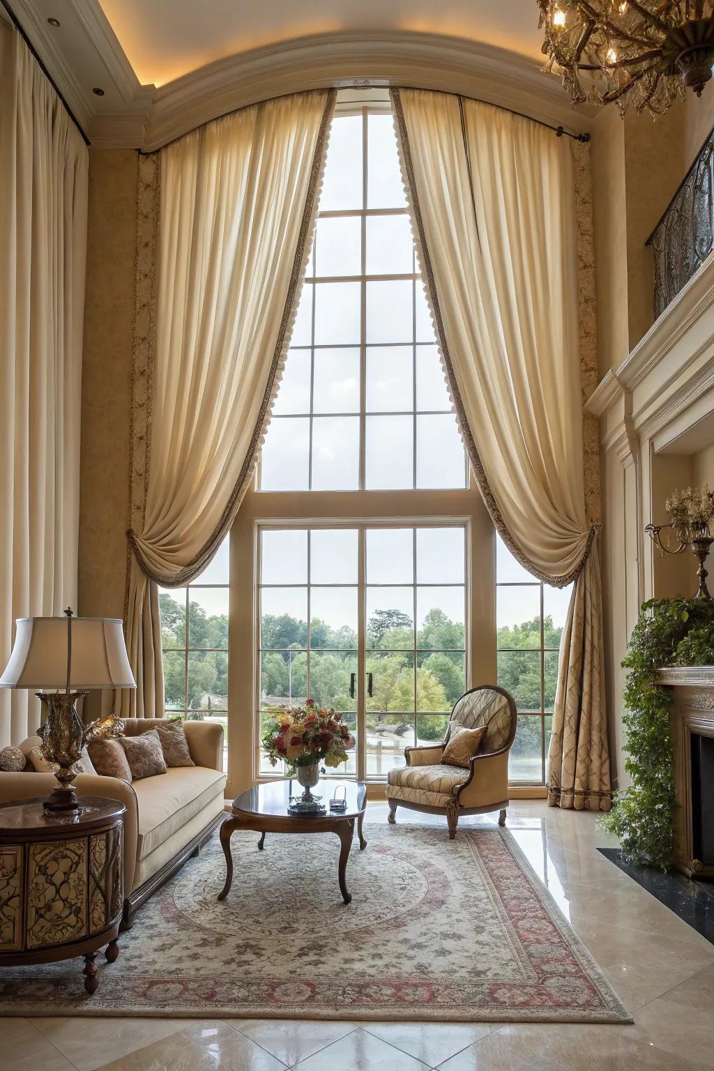 Enhance your space with drapes that reach from floor to ceiling.