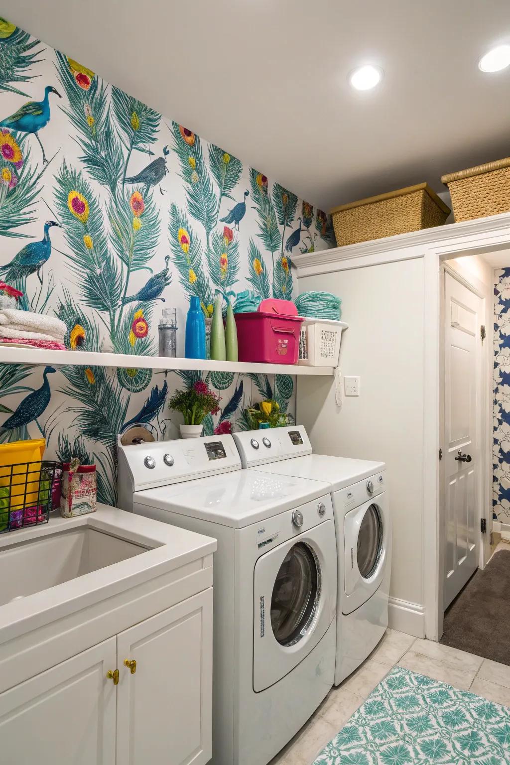 Bring personality to your laundry room using bold colors and patterns.
