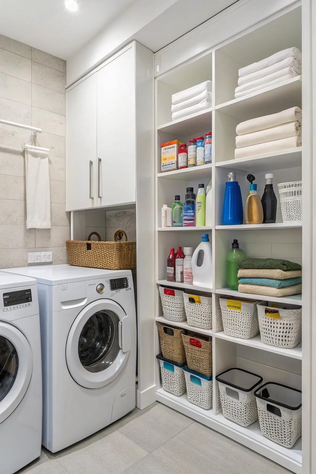 Make the most of your space by installing vertical shelves.