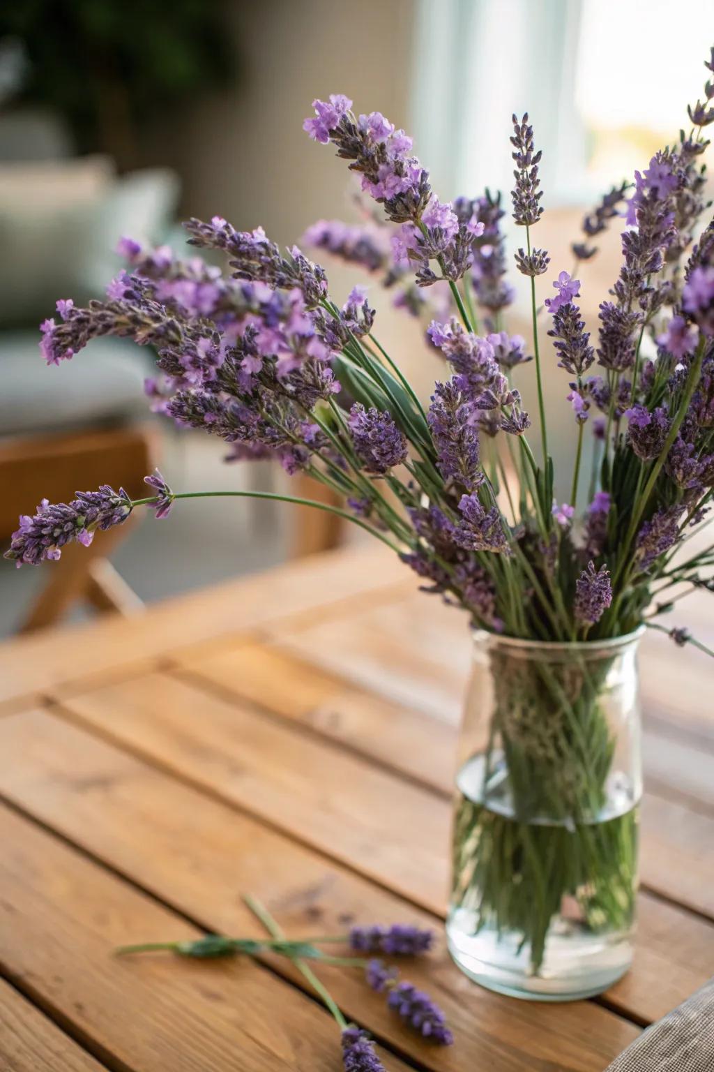 A study in simplicity: a lavender flower composition.