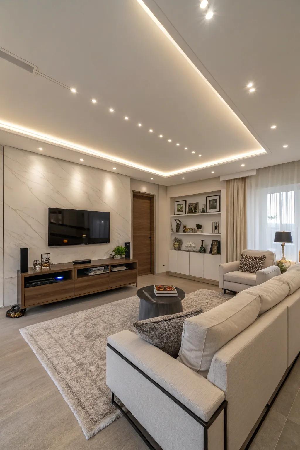 Integrated LED ceiling fixtures for a minimalist influence.